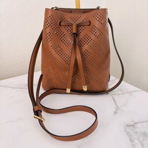 Lauren‎ Ralph Lauren Debby Perforated Leather Drawstring Bag